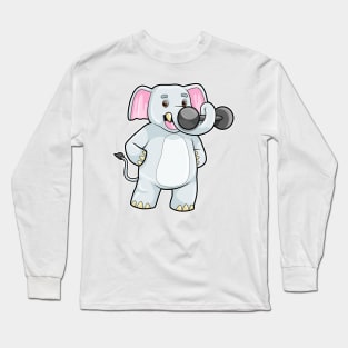 Elephant at Strenght training with Dumbbell Long Sleeve T-Shirt